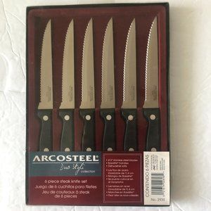 ARCOSTEEL 6 Piece  VTG  Stainless steel steak knife set 4.5" blades